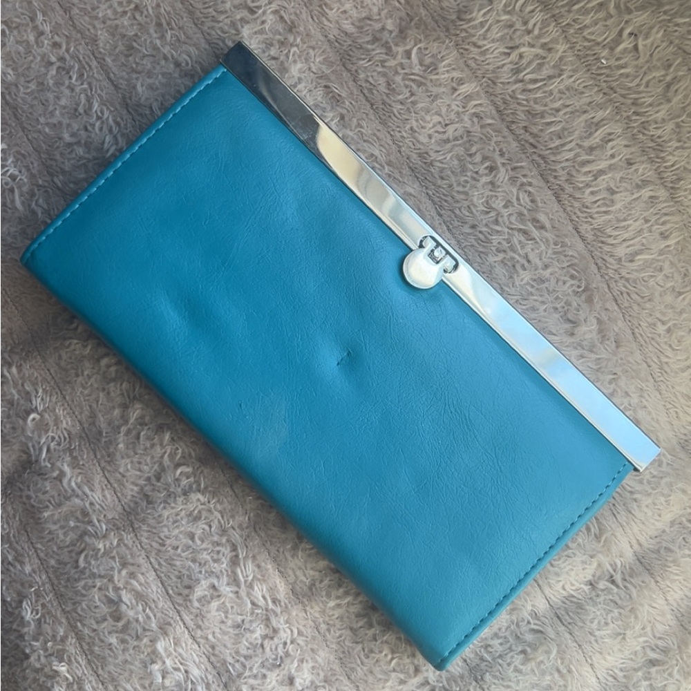 Nordstrom’s Turquoise Faux Leather Frame Clutch Bag